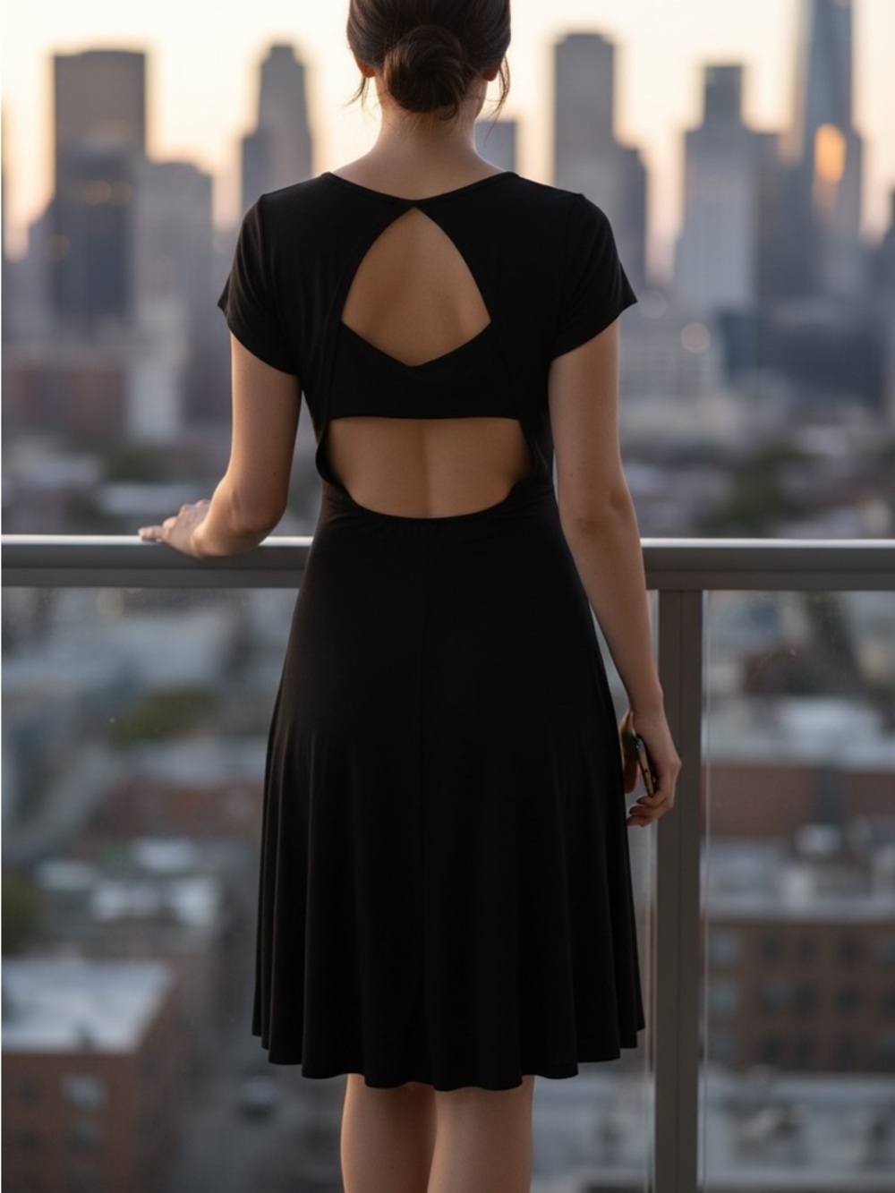 REBEL SUGAR Black Lightweight Back Cut Out Dress